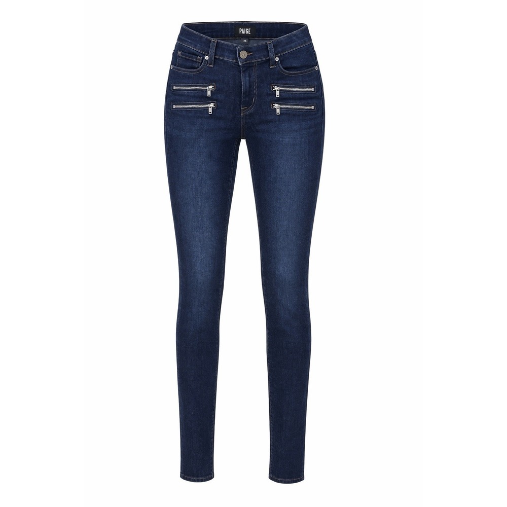PAIGE‎ Womens Skinny Jeans Size 26 Dark Wash Blue Zipper Pocket Stretch
